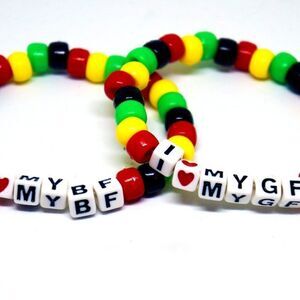 Rasta I Love my Boyriend girlfriend Word Beaded Kandi Bracelet Set